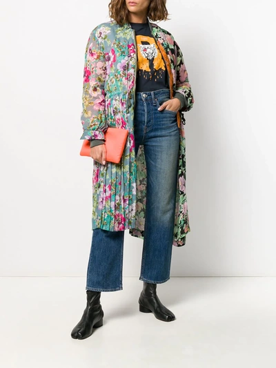 Shop Junya Watanabe Floral Print Coat In Black