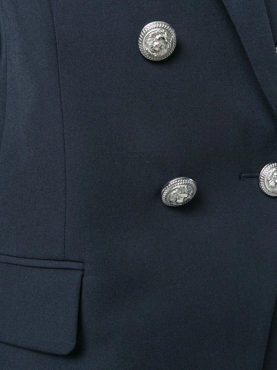 Shop Balmain Button Detail Blazer In Blue