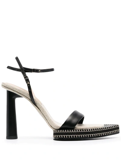 Shop Jacquemus Pointed-toe Leather Sandals In Black