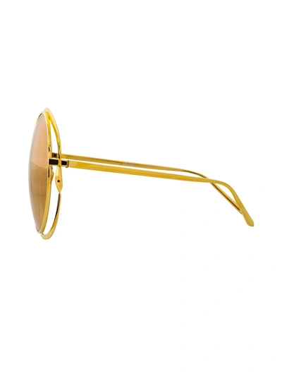 Shop Linda Farrow 660 C1 Round Sunglasses In Yellow