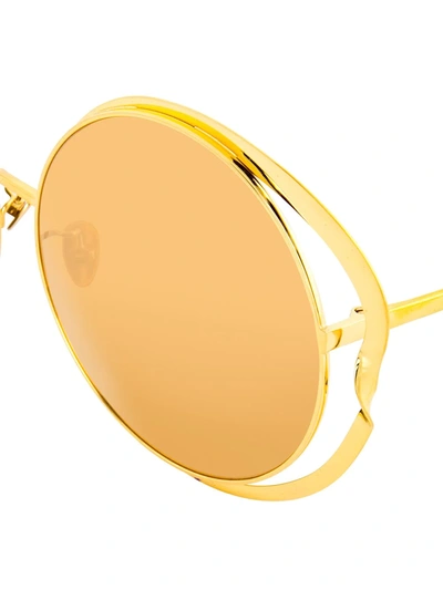 Shop Linda Farrow 660 C1 Round Sunglasses In Yellow