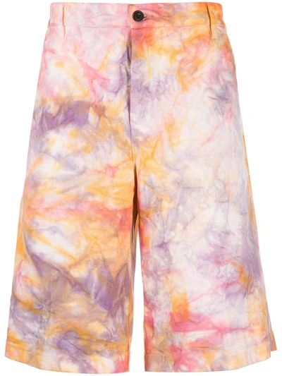 Shop Aries Tie Dye Chino Shorts In Pink