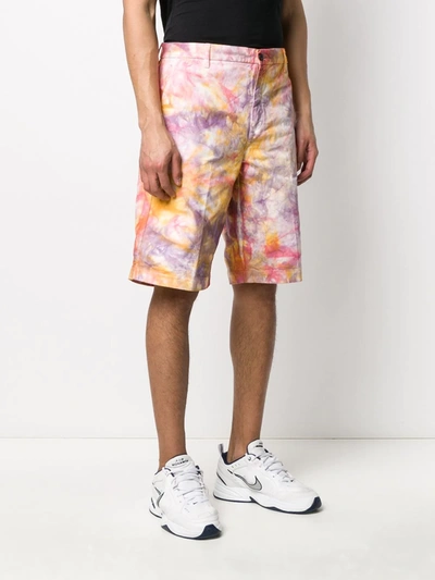 Shop Aries Tie Dye Chino Shorts In Pink