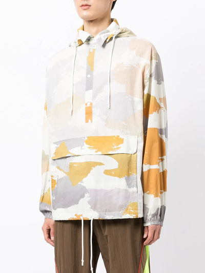 Shop Mcq By Alexander Mcqueen Abstract-print Hooded Jacket In White