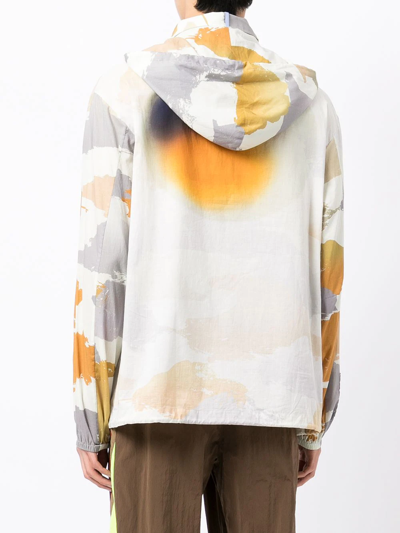Shop Mcq By Alexander Mcqueen Abstract-print Hooded Jacket In White