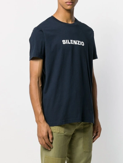 Shop Aspesi Silenzio Print Relaxed-fit T-shirt In Blue