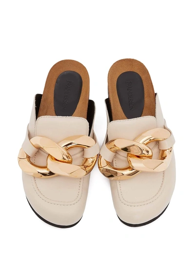 Shop Jw Anderson Oversized Chain-link Detail Loafers In Neutrals