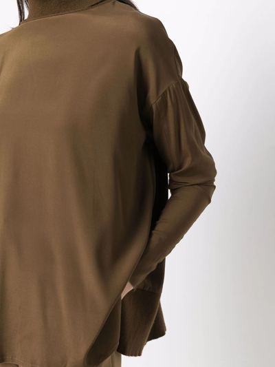 Shop Kristensen Du Nord Draped Silk Jumper In Brown