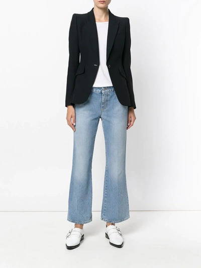 Alexander Mcqueen Embroidered Flared Jeans In Blue