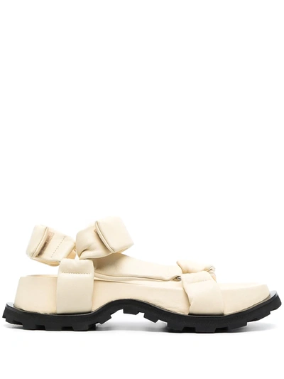 Shop Jil Sander Chunky Leather Touch Strap Sandals In Neutrals
