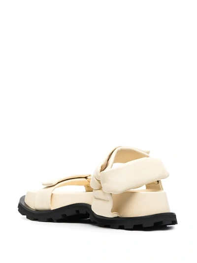 Shop Jil Sander Chunky Leather Touch Strap Sandals In Neutrals