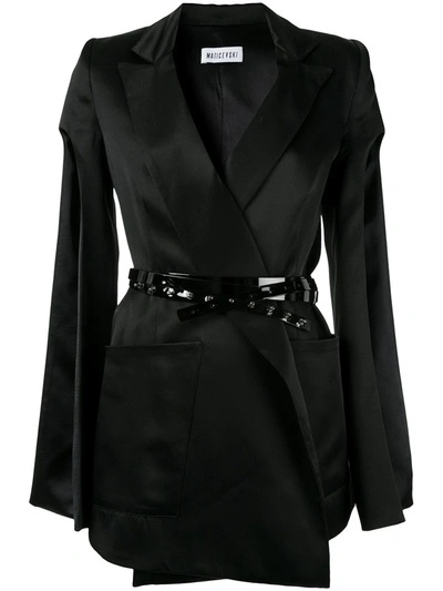 Shop Maticevski Slit Sleeves Belted Blazer In Black