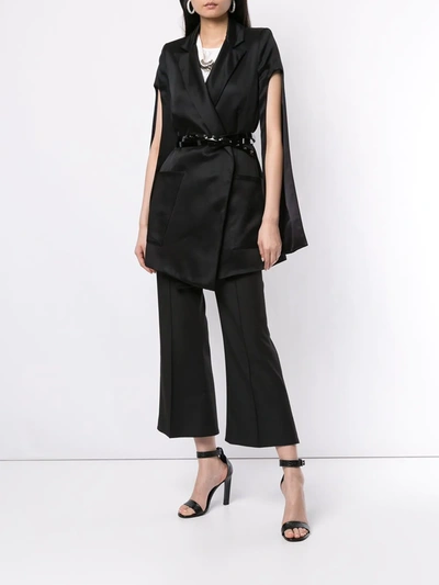 Shop Maticevski Slit Sleeves Belted Blazer In Black