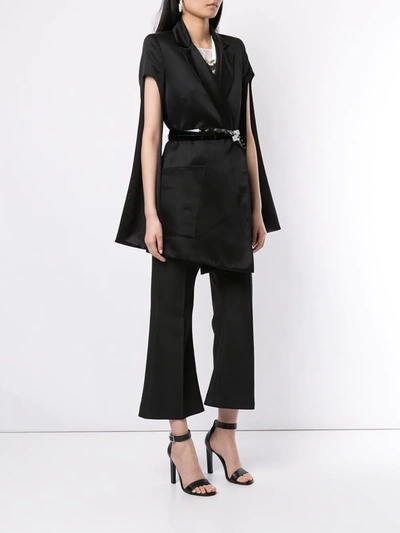 Shop Maticevski Slit Sleeves Belted Blazer In Black