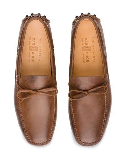 Shop Car Shoe Bow-detail Loafers In Brown