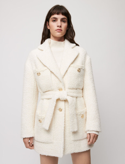 Maje Guiliette Textured Wool Cotton & Ecru Blend Coat In ModeSens 