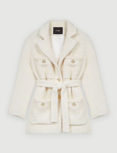ModeSens Maje Coat Wool Blend & In | Guiliette Textured Ecru Cotton