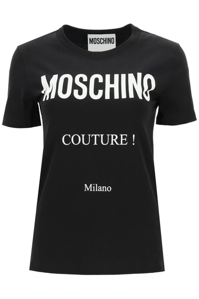 Shop Moschino Couture Print T-shirt In Fantasia Nero (black)