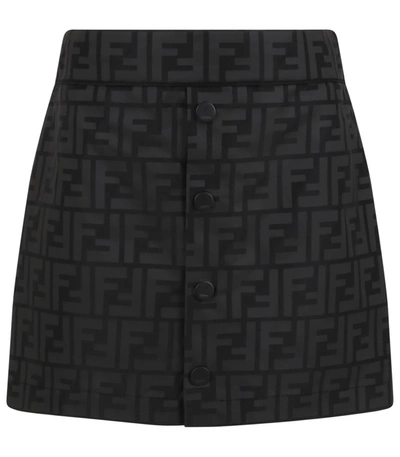Shop Fendi Black Skirt With Double Ff