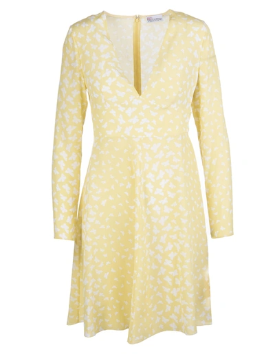 Shop Red Valentino Canary Yellow Silk Butterfly-print Silk Dress