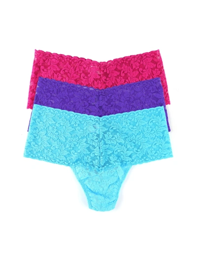 Shop Hanky Panky 3 Pack Retro Lace Thong Exclusive In Purple