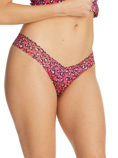Shop Hanky Panky Printed Signature Lace Low Rise Thong Sassy Cat In Multicolor