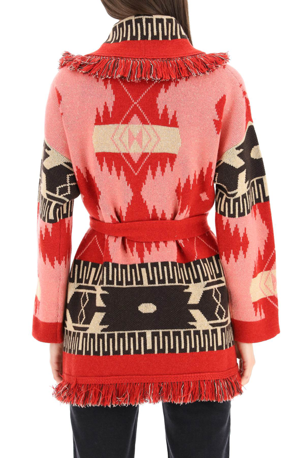 Alanui ICON JACQUARD CARDIGAN FANCY PINK MULTIC