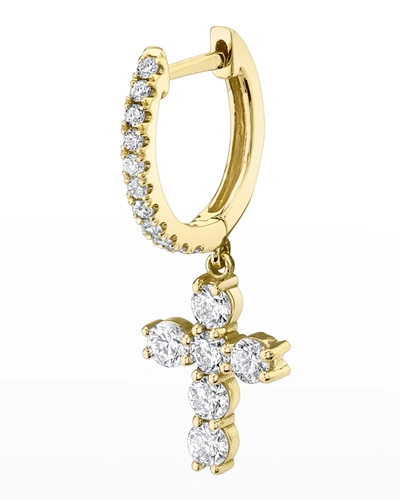 Shop Anita Ko 18k Yellow Gold Diamond Cross Huggie Earring, Single