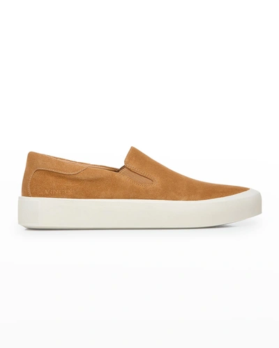 Shop Vince Ginelle Suede Slip-on Sneakers In Tan