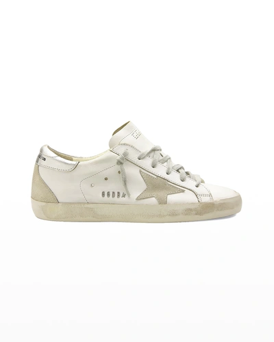 Shop Golden Goose Superstar Mixed Leather Sneakers In White Ice Silver