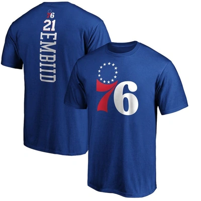 Shop Fanatics Branded Joel Embiid Royal Philadelphia 76ers Playmaker Name & Number T-shirt