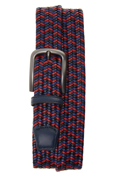 Shop Torino Braided Leather Belt In Navy/ Red/ Blue