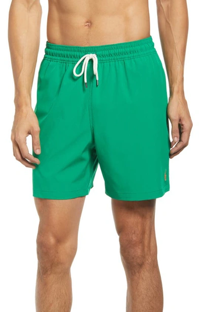 Polo Ralph Lauren 5.75-inch Traveler Classic Swim Trunk Man Swim Trunks Green Size Xxl Recycled Poly In Preppy Green