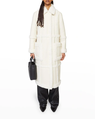 Shop Stand Studio Patrice Long Faux Shearling Coat In Off Whiteoff Whit