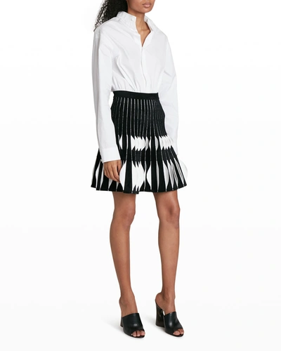 Shop Alaïa 3d Python Velvet Knit Skirt In Noirblanc