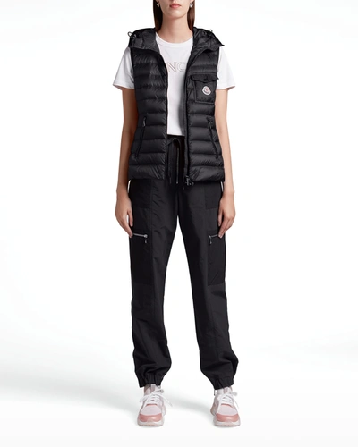Shop Moncler Glyco Down-fill Hooded Vest In Natural