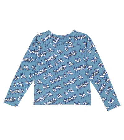 Shop Erl Printed Cotton T-shirt In Blue