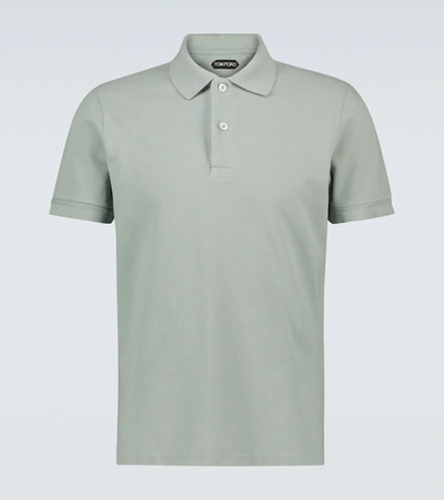 Shop Tom Ford Short-sleeved Cotton Polo Shirt In Lt Grn Sld