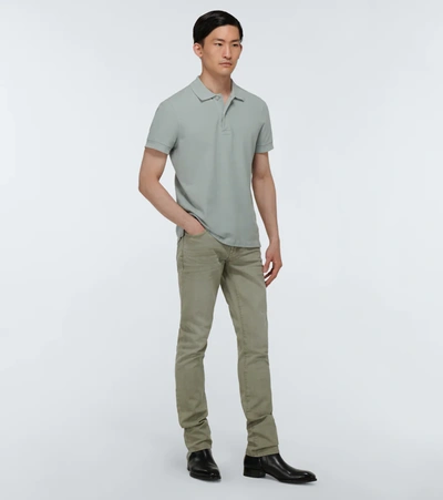 Shop Tom Ford Short-sleeved Cotton Polo Shirt In Lt Grn Sld