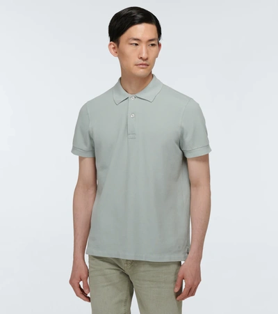 Shop Tom Ford Short-sleeved Cotton Polo Shirt In Lt Grn Sld