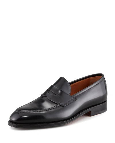 Shop Bontoni Men's Principe Leather Penny Loafers In Black