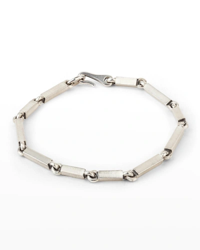 Shop M Cohen Men's Quadrangular Bar Link Bracelet In Silver
