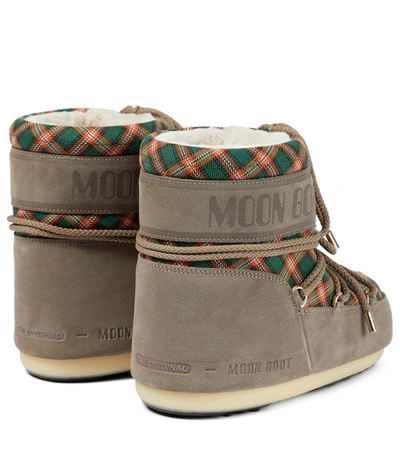 Shop Moon Boot Mars Suede Tartan Snow Boots In Taupe/green/red