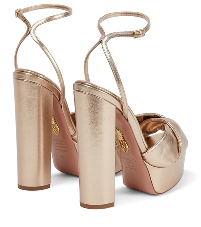 Shop Aquazzura Olie 140 Leather Platform Sandals In Light Copper