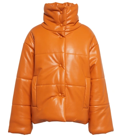 Shop Nanushka Hide Faux Leather Puffer Jacket In Orange