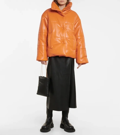 Shop Nanushka Hide Faux Leather Puffer Jacket In Orange