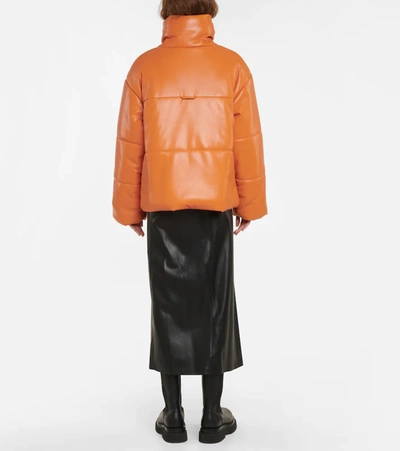 Shop Nanushka Hide Faux Leather Puffer Jacket In Orange