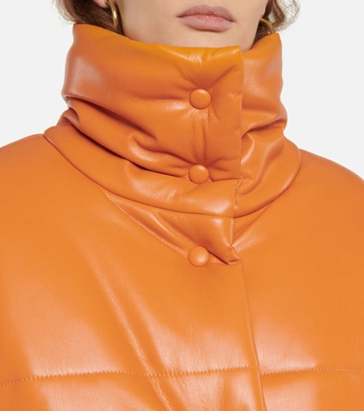 Shop Nanushka Hide Faux Leather Puffer Jacket In Orange