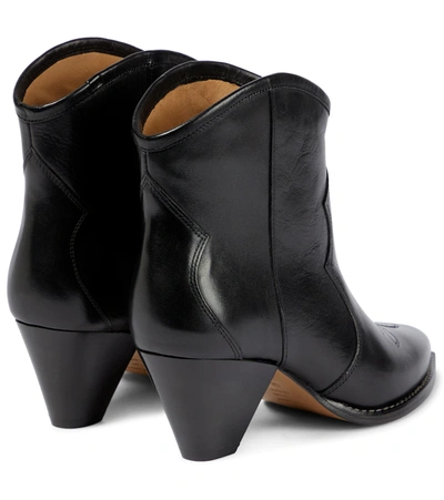 Isabel Marant Darizo Texan Ankle Boots In Black Leather In Black