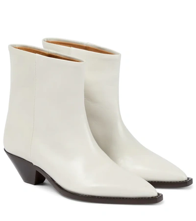 Shop Isabel Marant Imori Leather Ankle Boots In White